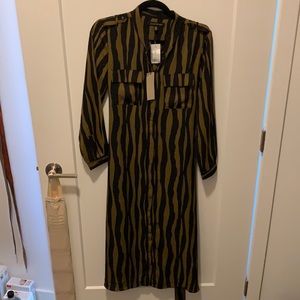 *NEW* BLACK AND SAFARI GREEN MIDI DRESS